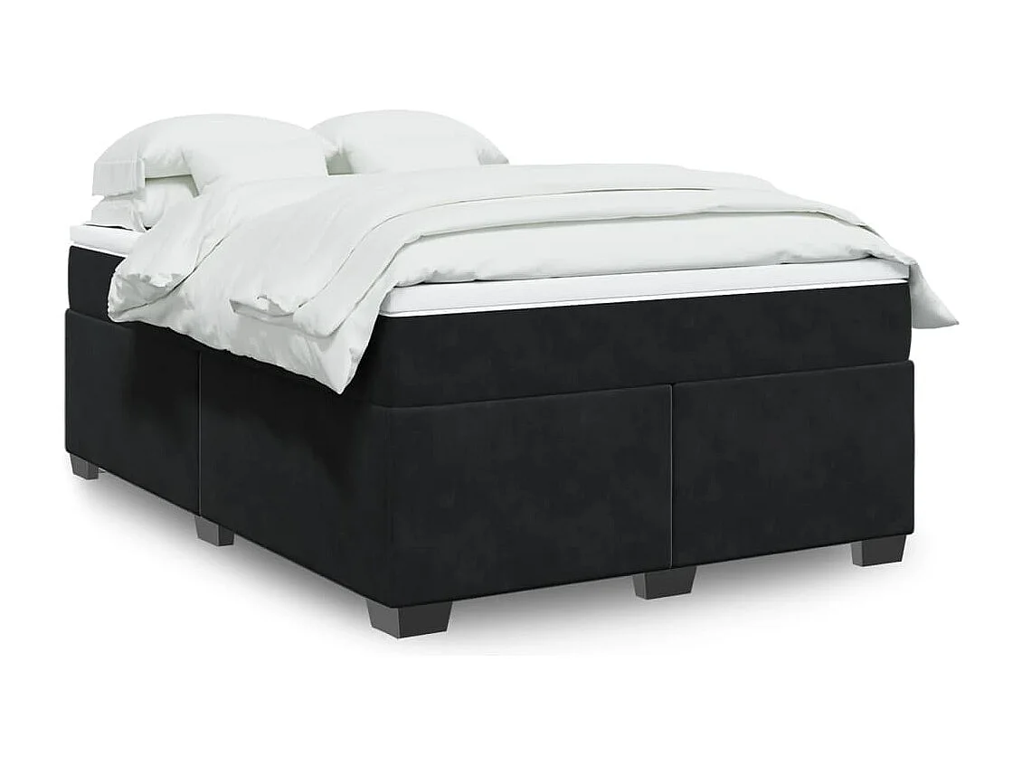 Boxspring met matras fluweel zwart 160x200 cm