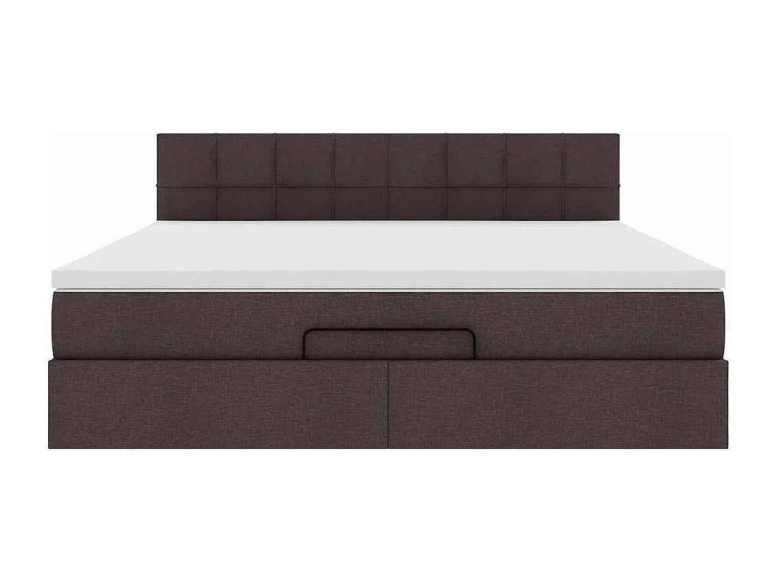 Cama Otomana com colchão&LEDs 180x200cm tecido castanho-escuro