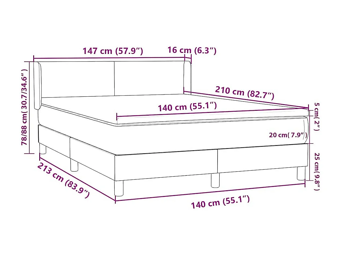 Boxspringbett mit Matratze Rosa 140x210 cm Samt