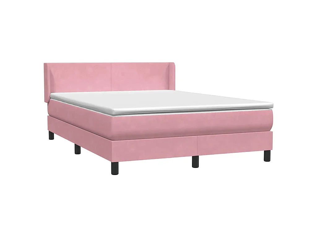 Giroletto a Molle con Materasso Rosa 140x210 cm in Velluto
