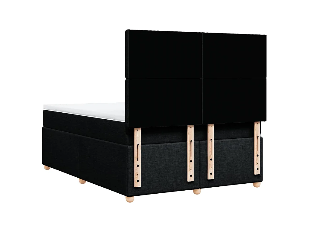 Sommier à lattes de lit avec matelas Noir 140x190 cm Tissu