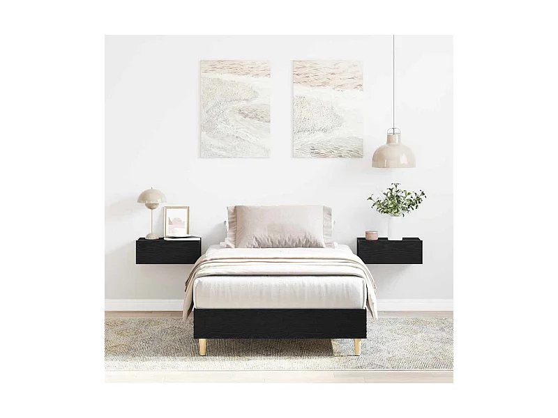 Struttura del letto Rovere nero 90 x 190 cm Legno multistrato