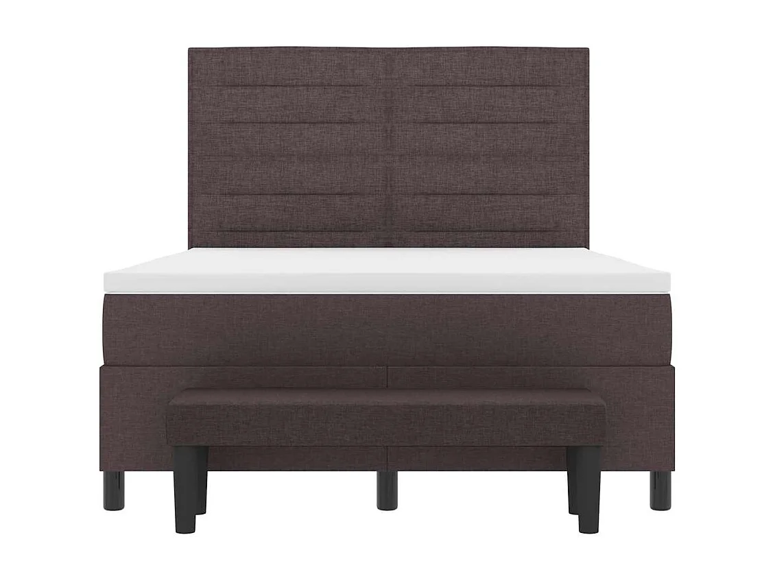 Lit à ressorts avec matelas Marron foncé 140 x 190 cm tissu