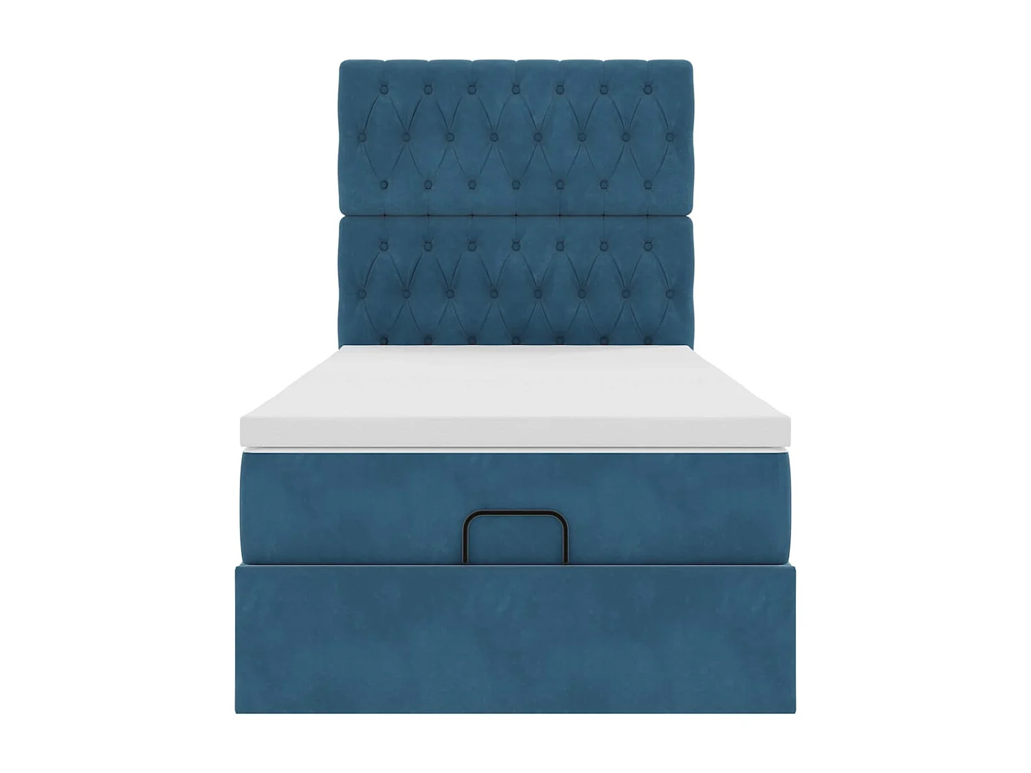 Cadre de lit ottoman avec matelas bleu foncé 100x200 cm velours
