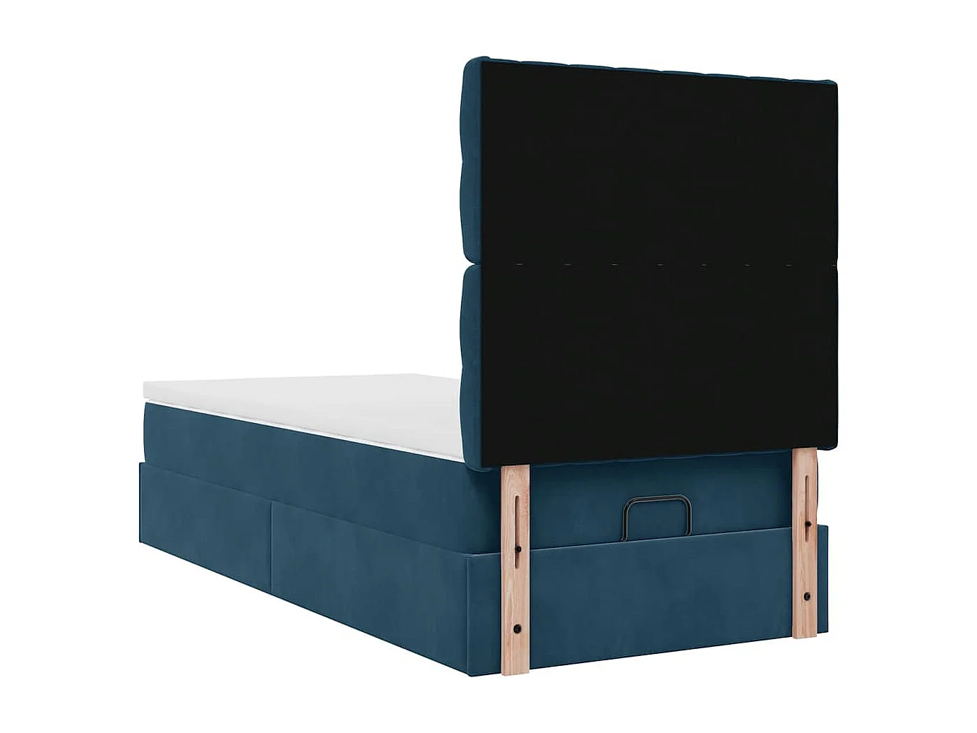 Cadre de lit ottoman avec matelas bleu foncé 100x200 cm velours