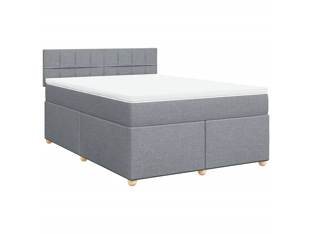 Cama box spring con colchón tela gris claro 140x200 cm