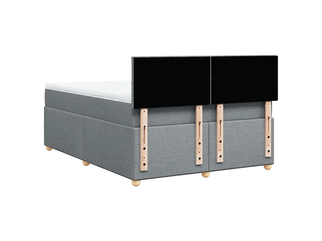 Cama box spring con colchón tela gris claro 140x200 cm