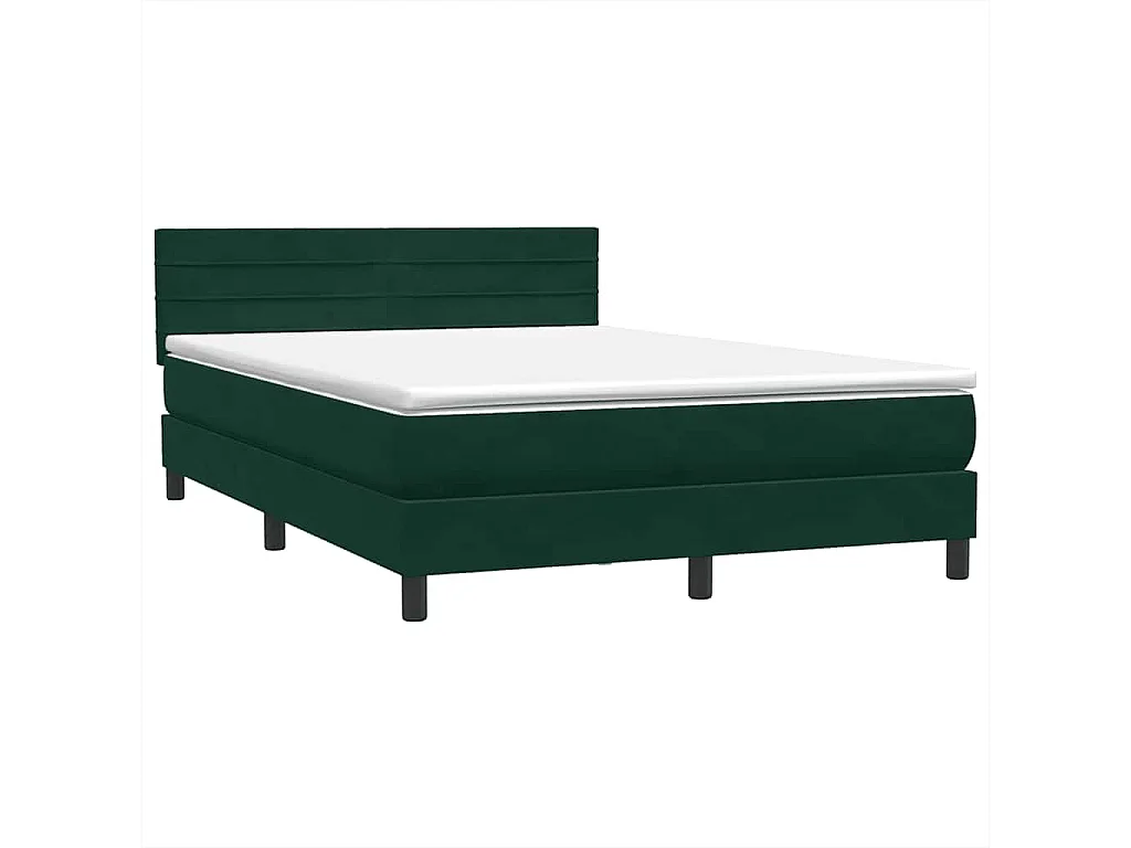Boxspring met matras fluweel donkergroen 160x220 cm