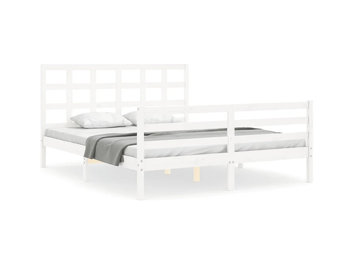 Cadre de lit sans matelas blanc 160x200 cm bois massif