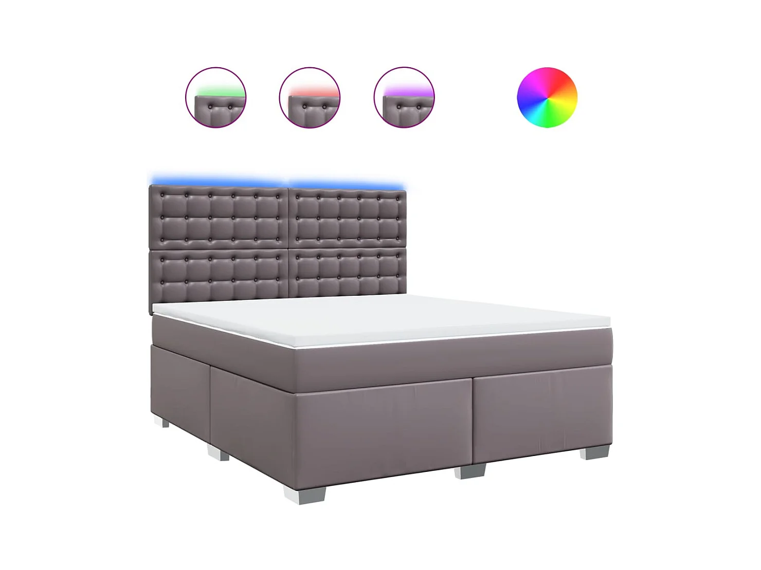 Boxspringbett mit Matratze Grau 180x200 cm Kunstleder