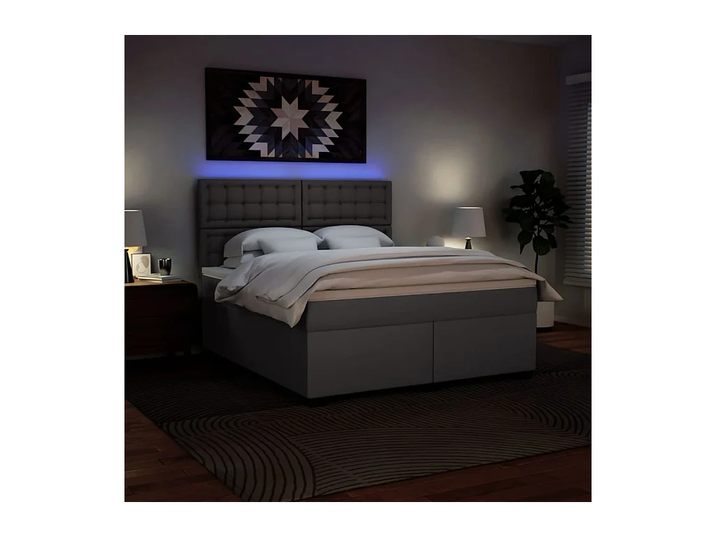 Boxspringbett mit Matratze Grau 180x200 cm Kunstleder