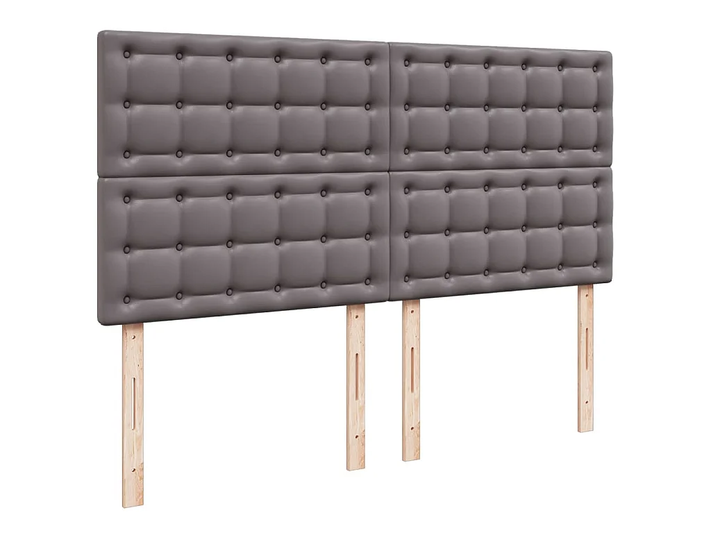 Cama box spring con colchón cuero sintético gris 180x200 cm