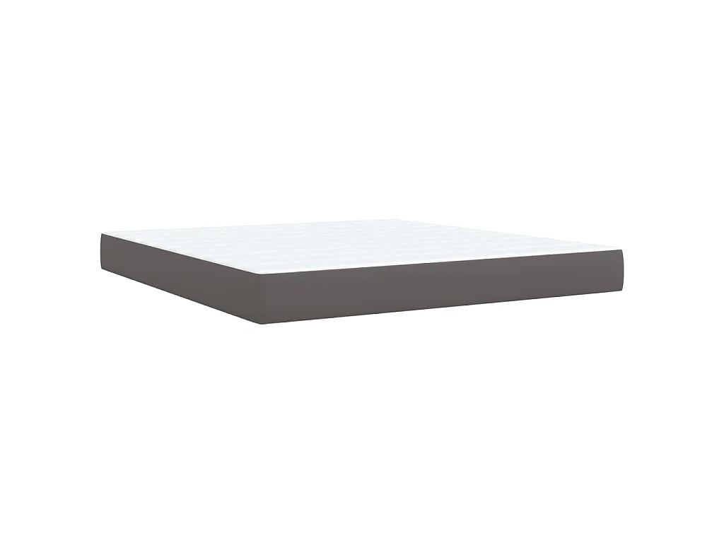 Cama box spring con colchón cuero sintético gris 180x200 cm