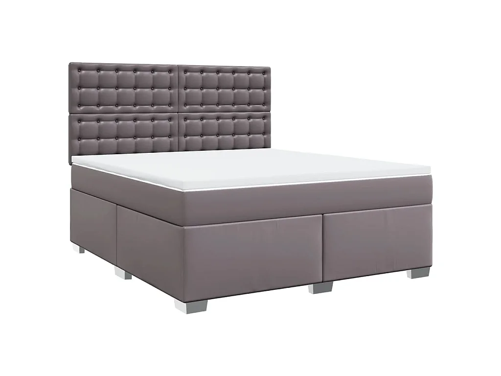 Sommier à lattes de lit avec matelas Gris 180x200 cm Similicuir