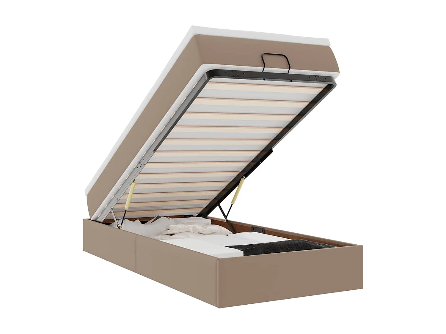 Ottoman-Bett mit Matratze Cappuccino-Braun 100x200cm Kunstleder
