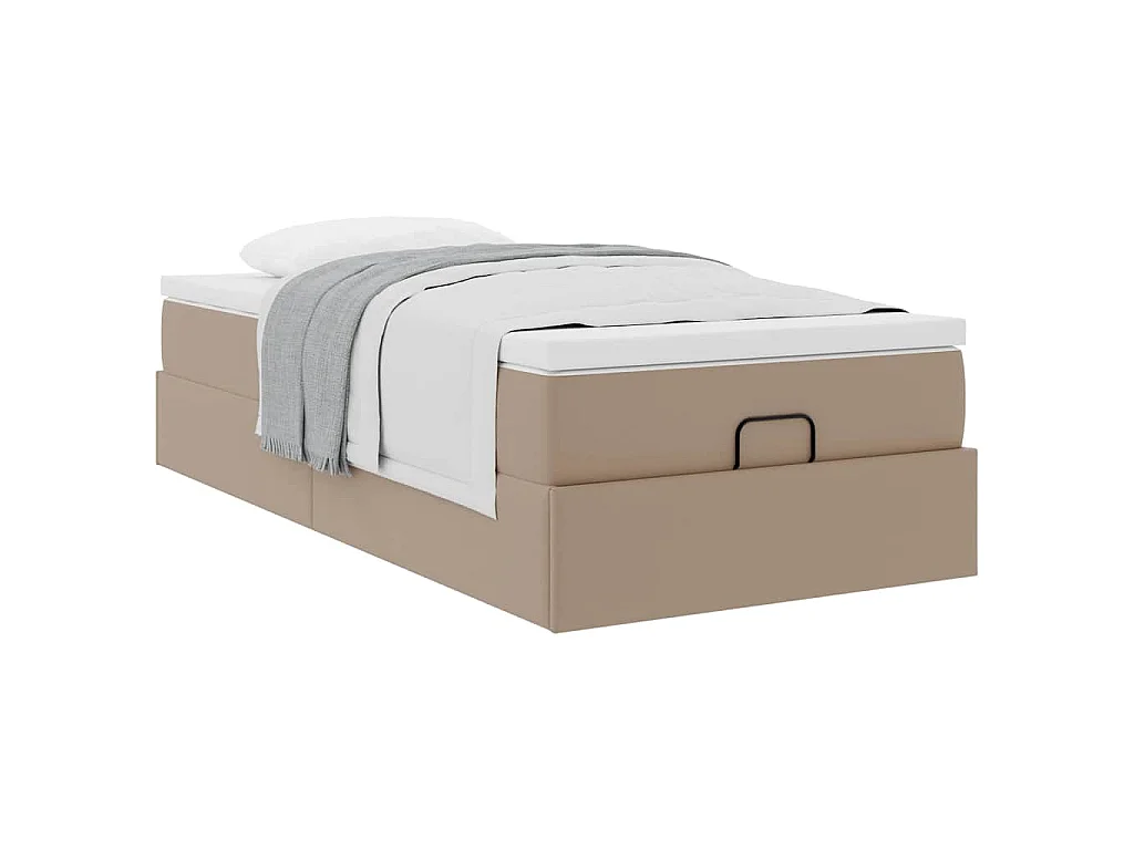 Estructura cama otomana colchón cappucino cuero sintético