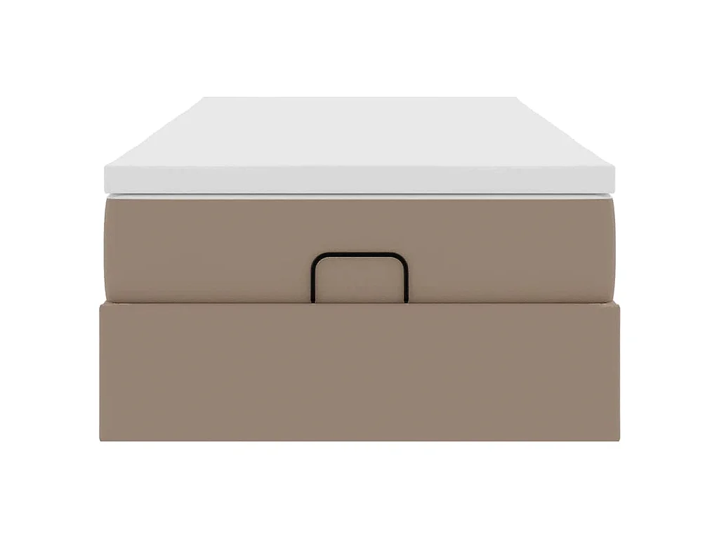 Estructura cama otomana colchón cappucino cuero sintético