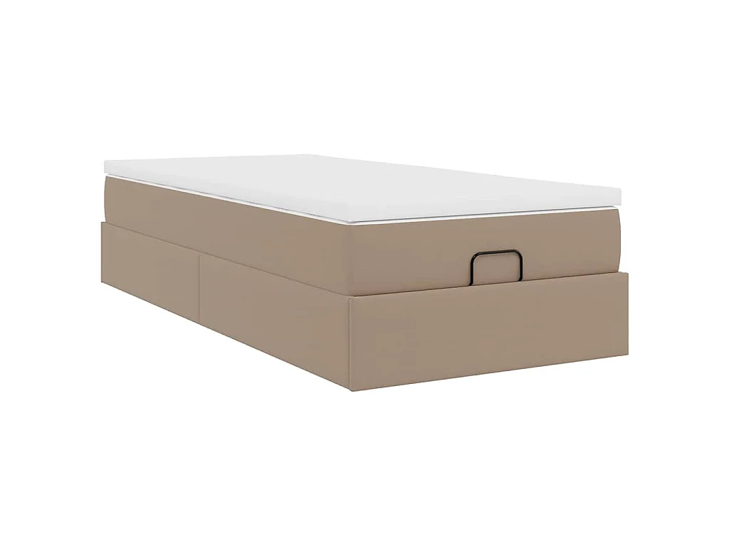 Ottoman bed met matras 100x200cm kunstleer cappuccinokleurig