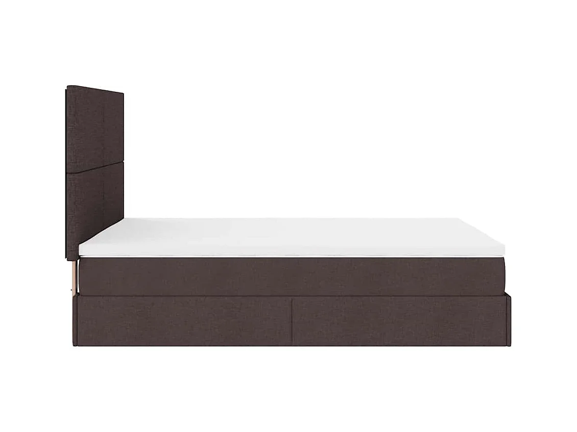 Cadre de lit ottoman avec matelas marron foncé 140x200 cm tissu