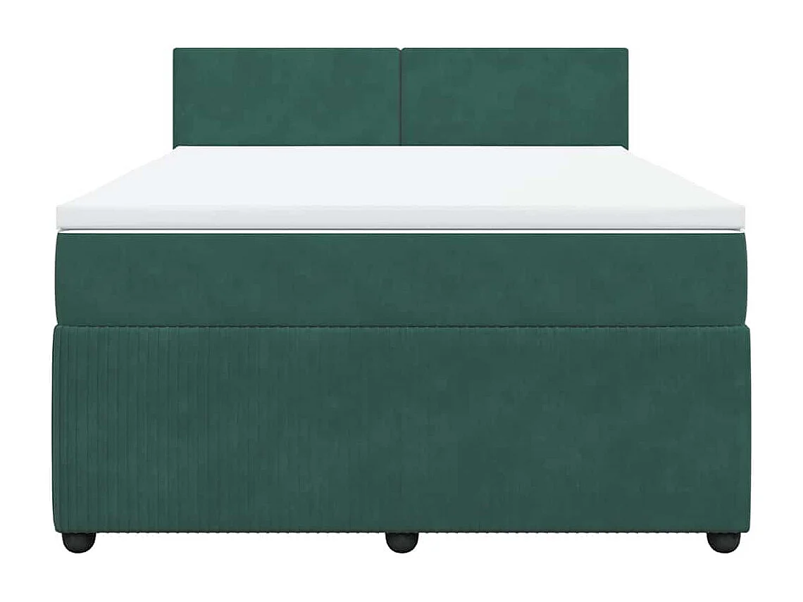 Giroletto a Molle con Materasso Verde Scuro 140x190 cm Velluto