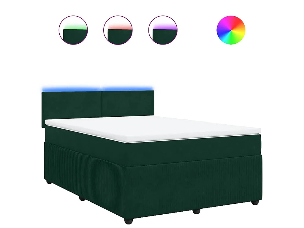 Giroletto a Molle con Materasso Verde Scuro 140x190 cm Velluto