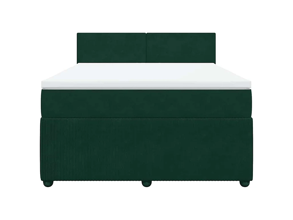 Giroletto a Molle con Materasso Verde Scuro 140x190 cm Velluto