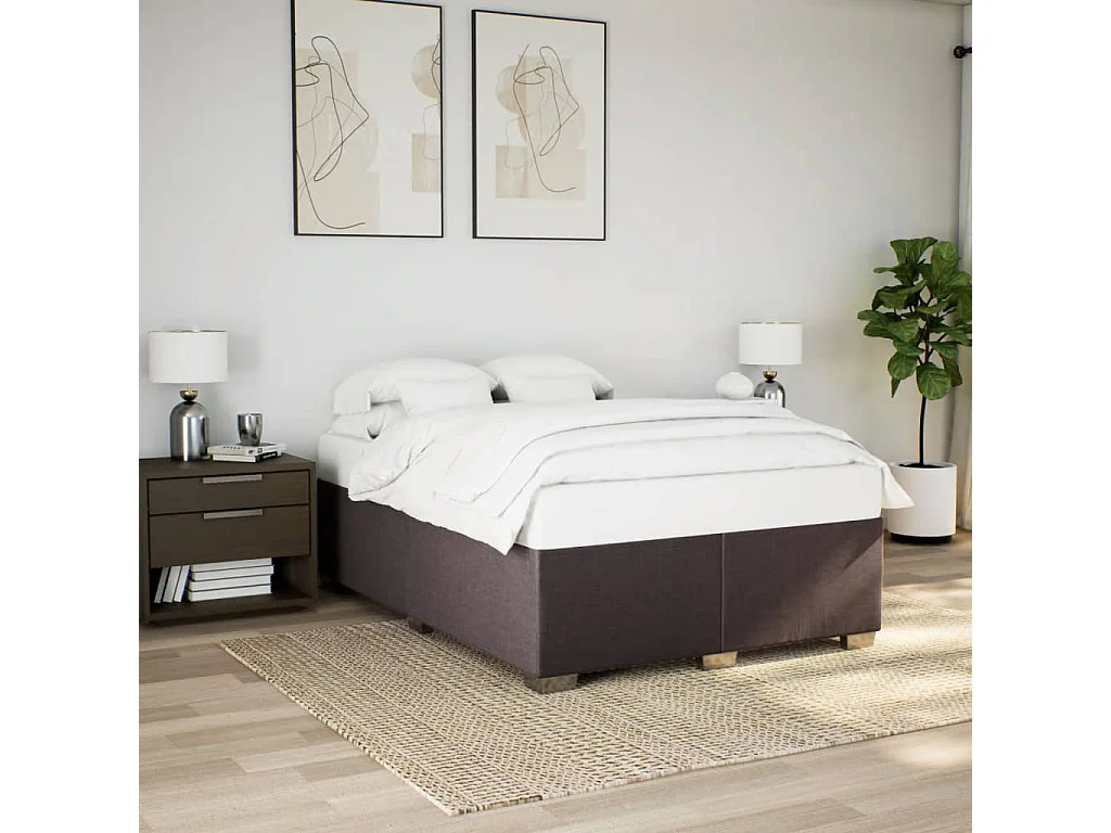 Giroletto senza Materasso Marrone Scuro 160x200 cm Tessuto