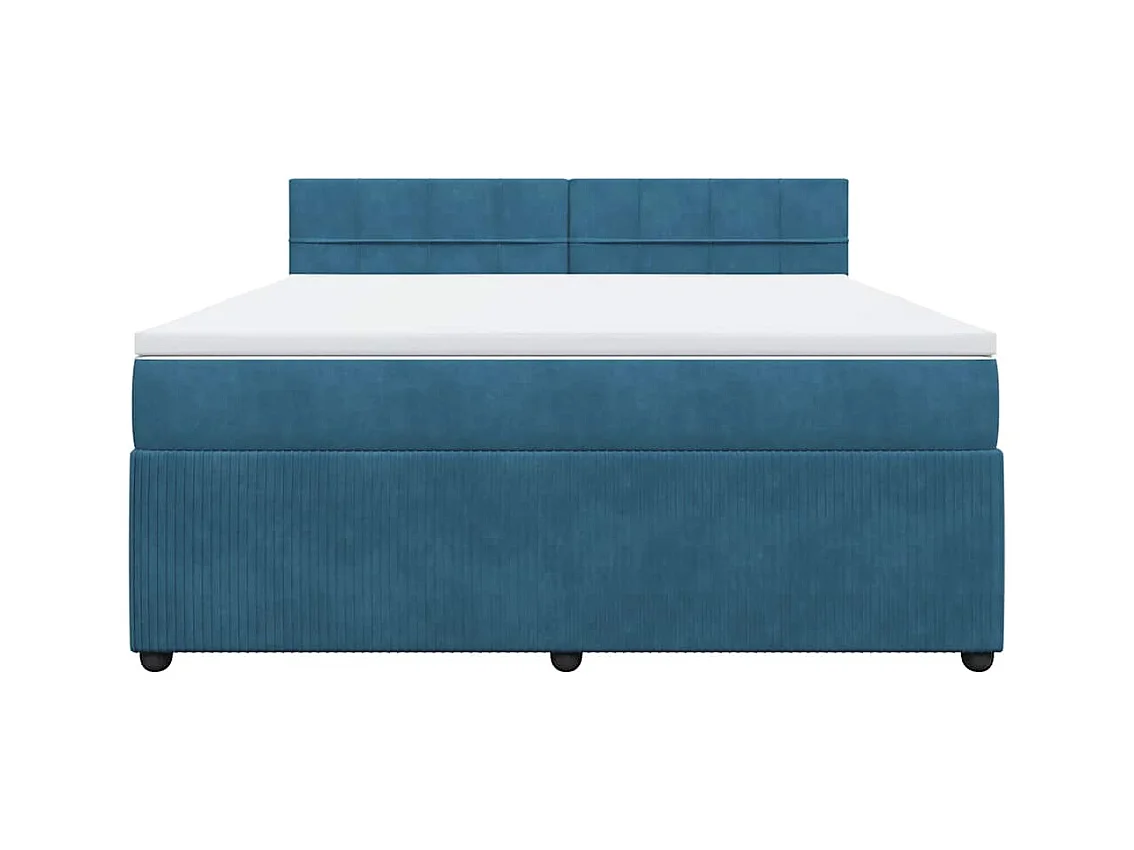 Sommier à lattes de lit et matelas bleu 180x200 cm velours