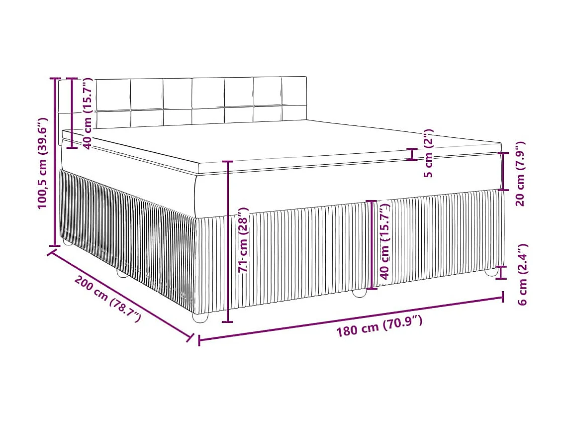Boxspringbett mit Matratze Blau 180x200 cm Samt