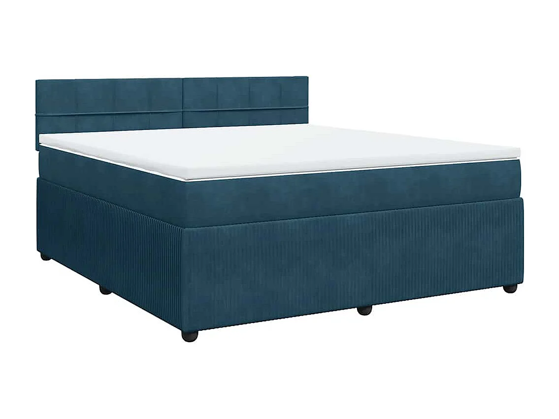 Sommier à lattes de lit et matelas bleu 180x200 cm velours