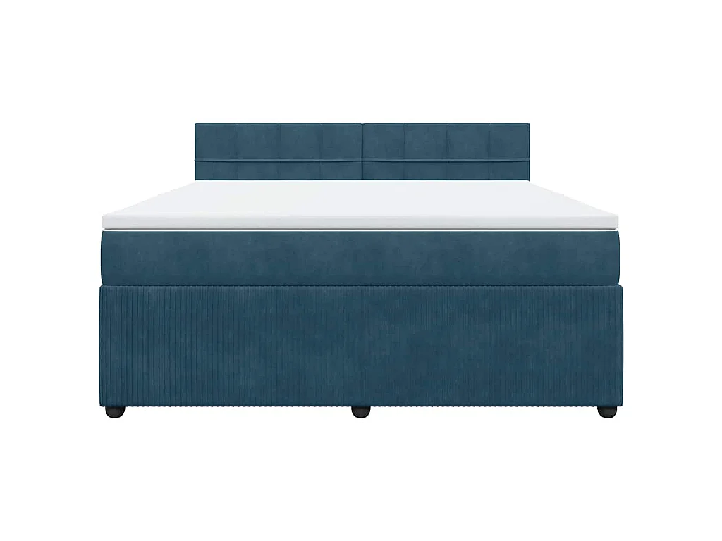 Cama box spring con colchón terciopelo azul 180x200 cm