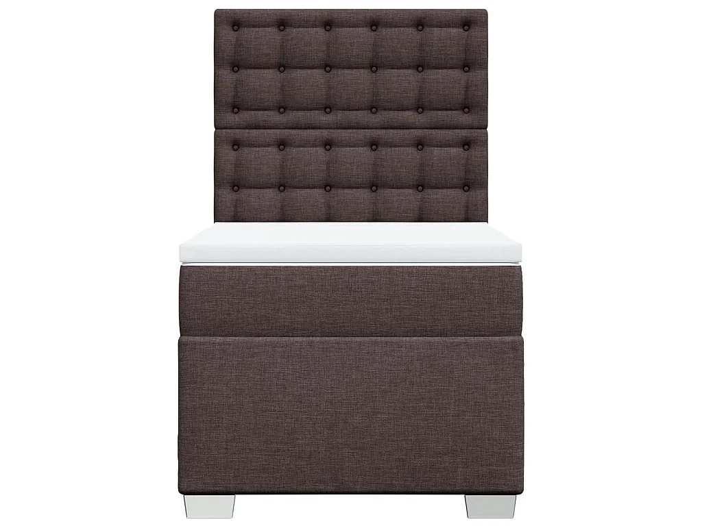 Cama box spring con colchón tela marrón oscuro 90x200 cm