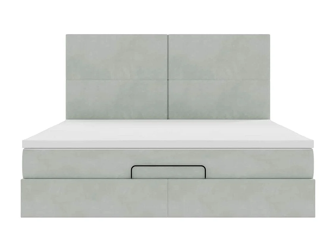 Ottoman-Bett mit Matratzen Hellgrau 180x200 cm Samt