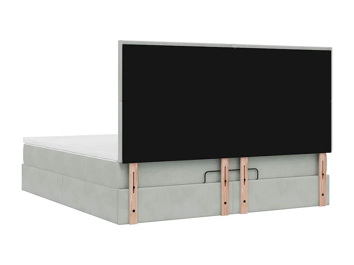 Ottoman-Bett mit Matratzen Hellgrau 180x200 cm Samt