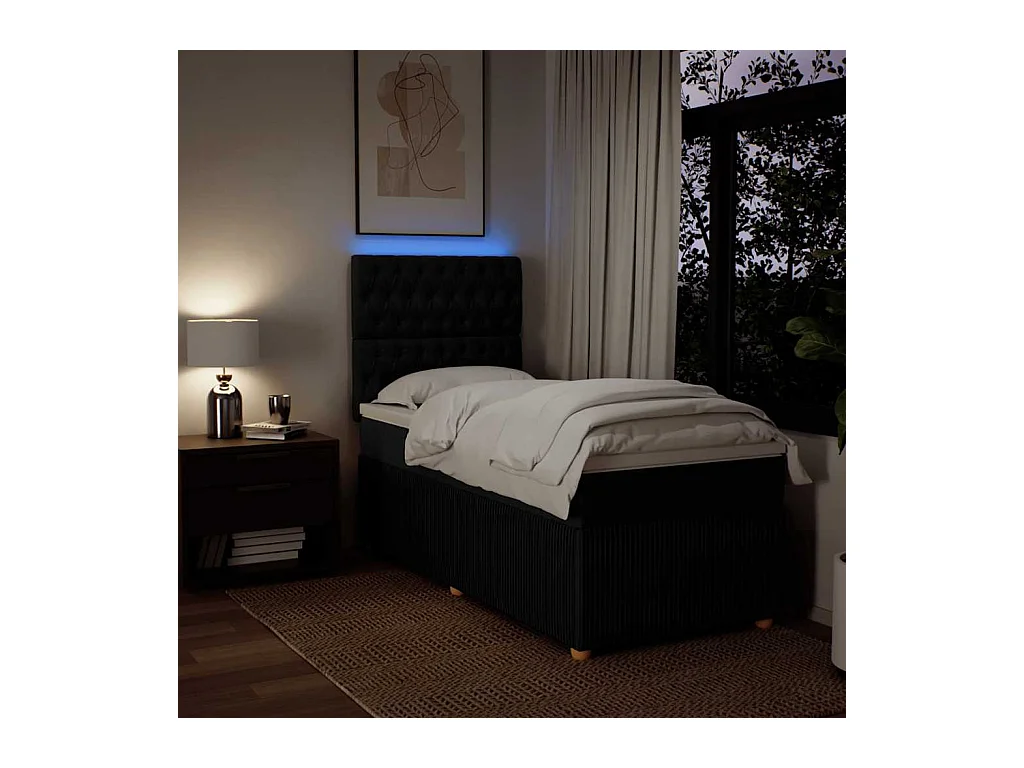 Boxspring met matras stof zwart 90x200 cm