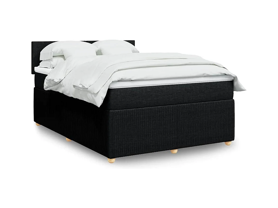 Sommier à lattes de lit avec matelas Noir 140x190 cm Tissu