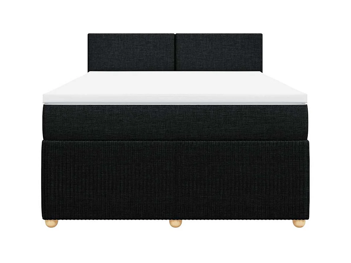 Sommier à lattes de lit avec matelas Noir 140x190 cm Tissu