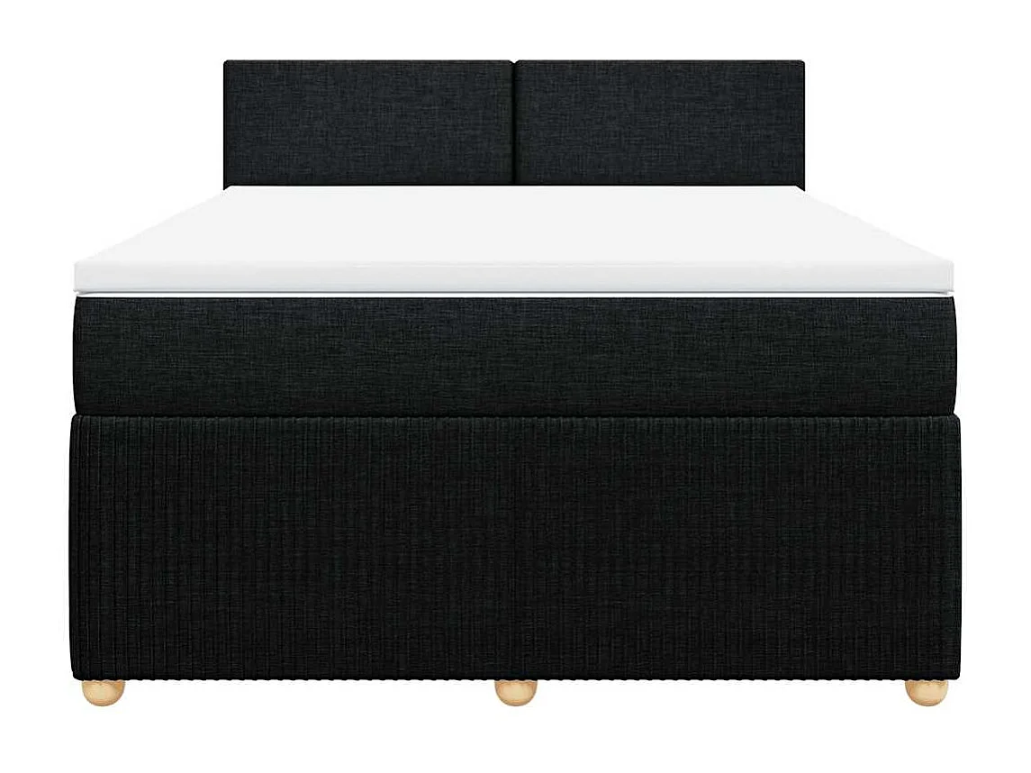 Cama box spring con colchón tela negro 140x190 cm