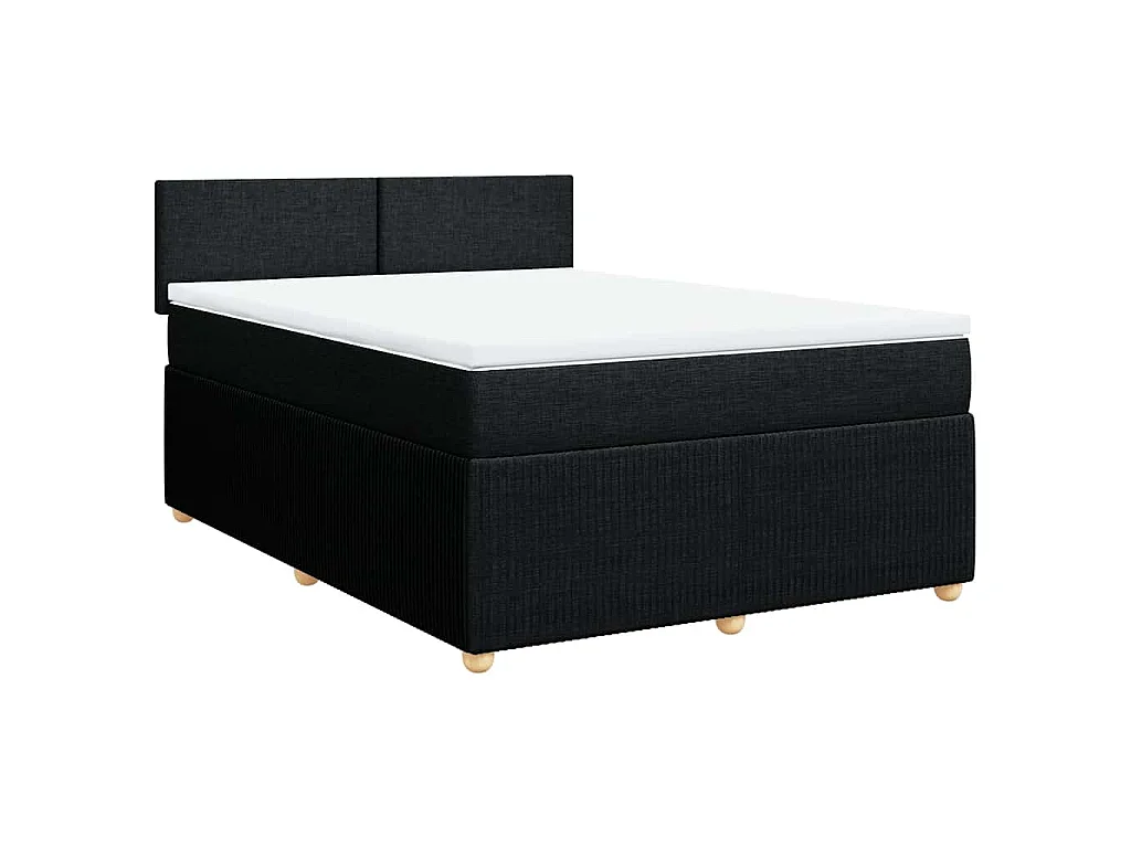 Sommier à lattes de lit avec matelas Noir 140x190 cm Tissu