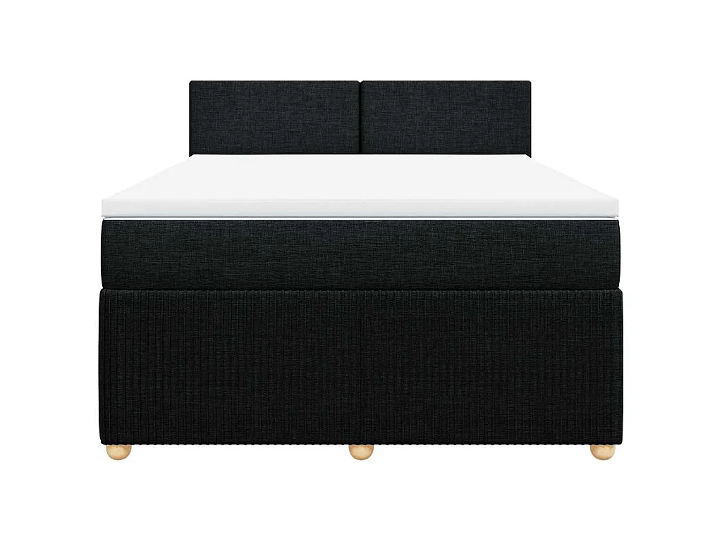 Sommier à lattes de lit avec matelas Noir 140x190 cm Tissu