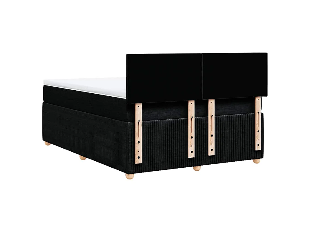 Sommier à lattes de lit avec matelas Noir 140x190 cm Tissu