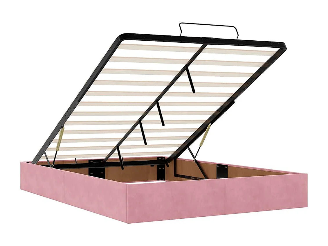 Cadre de lit ottoman avec matelas rose 140x200 cm velours
