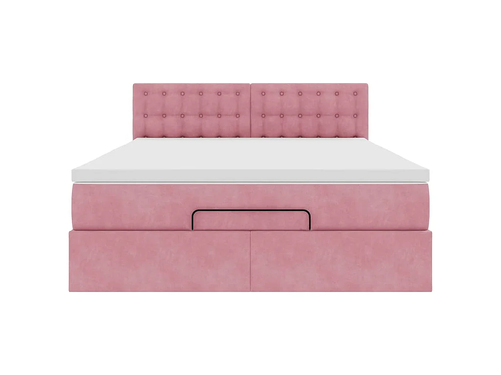 Ottoman bed met matras 140x200cm fluweel roze