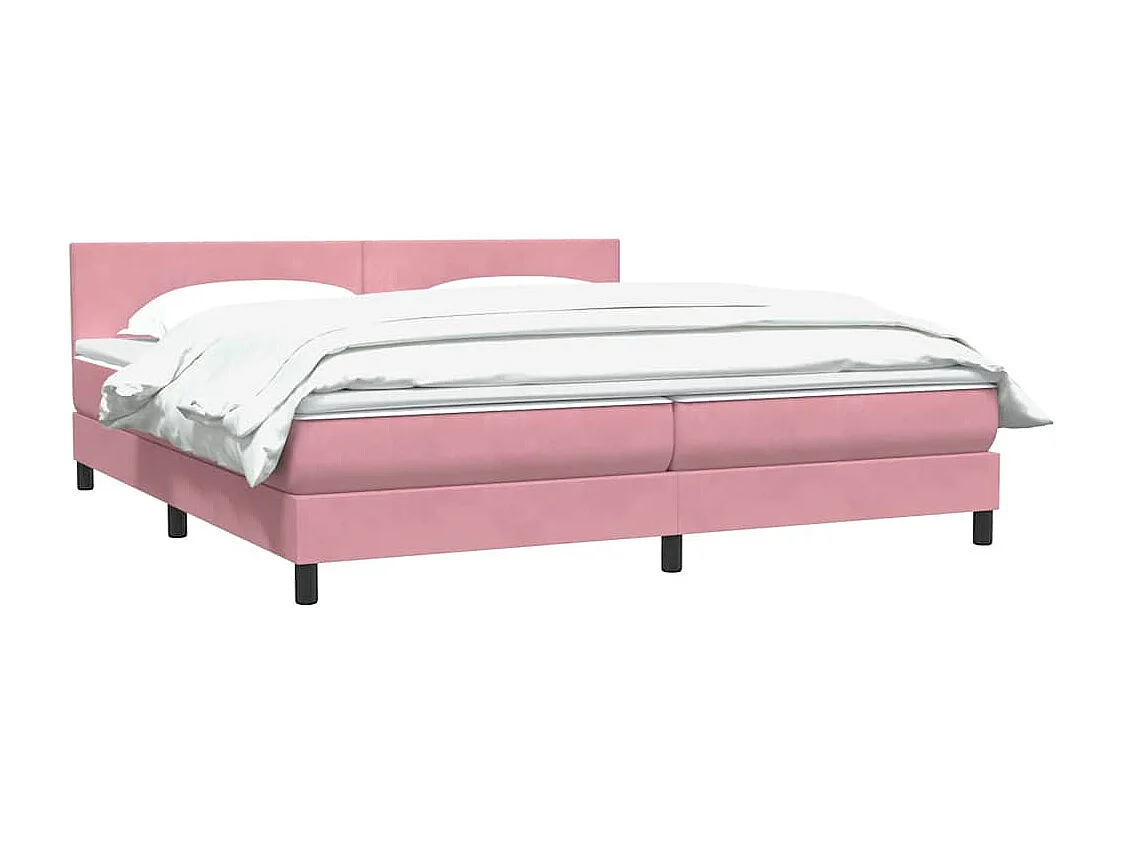 Cama box spring con colchón terciopelo rosa 180x210 cm