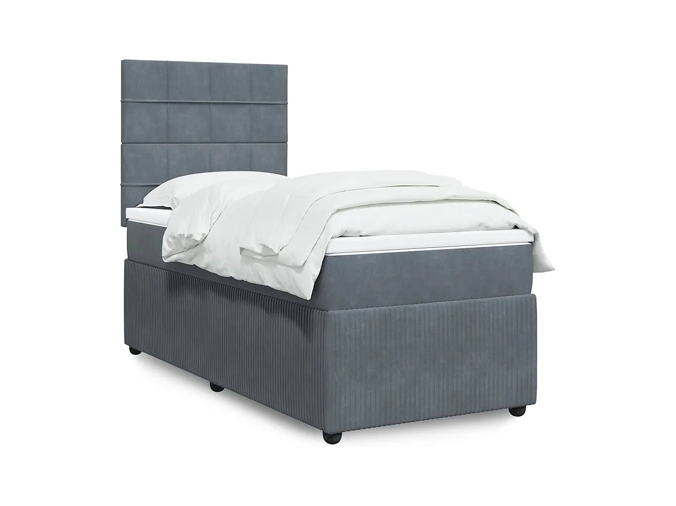 Giroletto a Molle con Materasso Grigio Scuro 90x190 cm Velluto