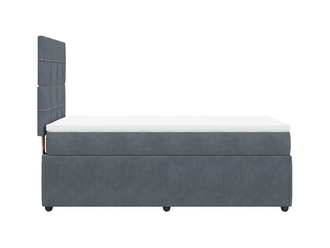 Giroletto a Molle con Materasso Grigio Scuro 90x190 cm Velluto