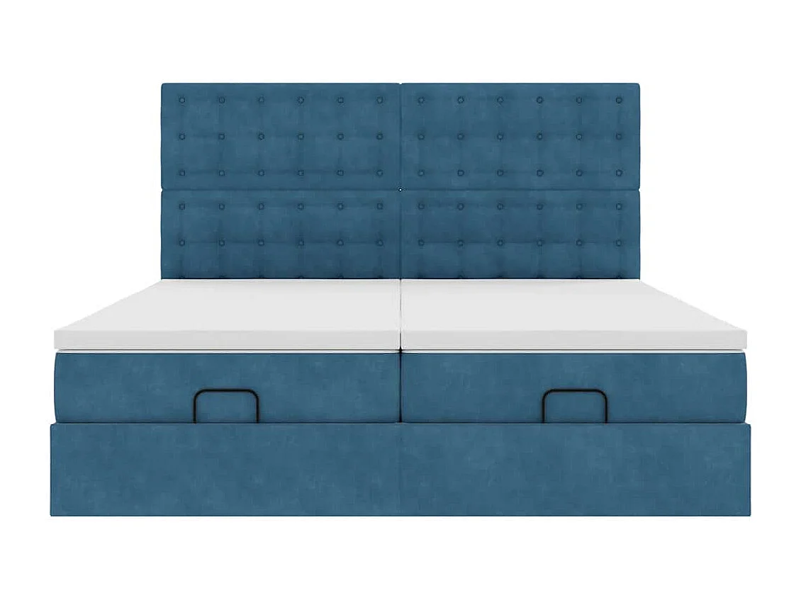 Cadre de lit ottoman avec matelas bleu foncé 180x200 cm velours