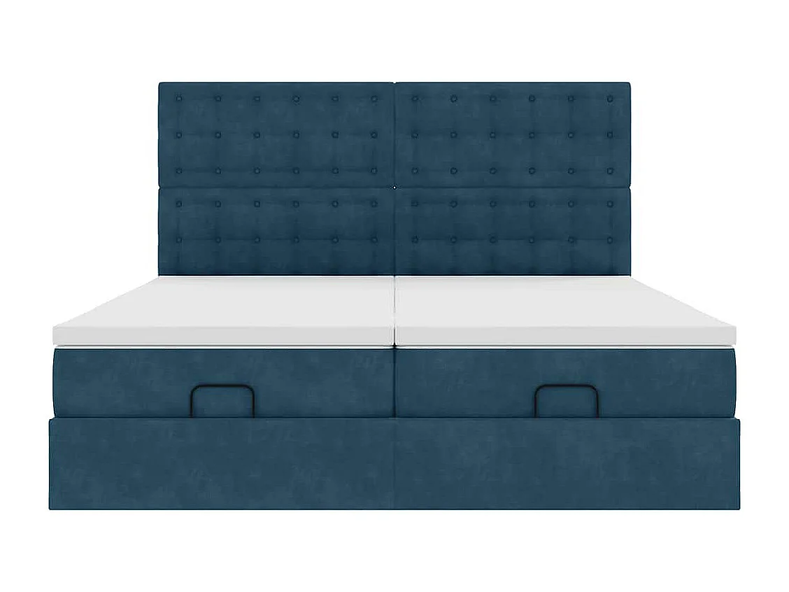 Cadre de lit ottoman avec matelas bleu foncé 180x200 cm velours