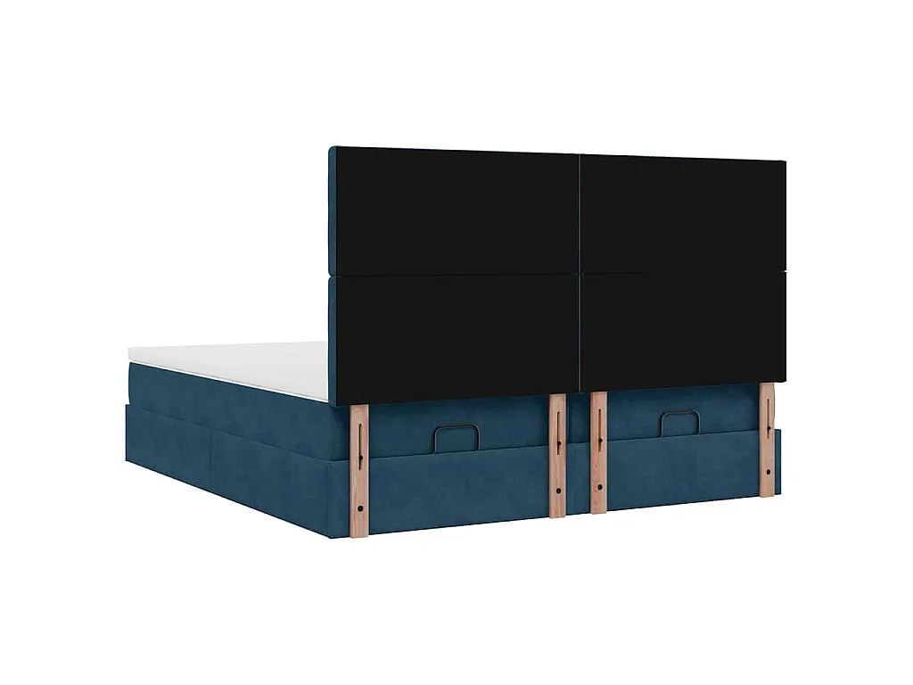 Cadre de lit ottoman avec matelas bleu foncé 180x200 cm velours