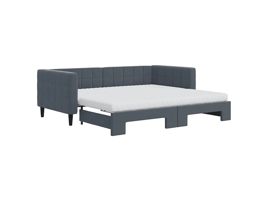 Divano Letto Estraibile Materassi Grigio Scuro 90x190cm Velluto